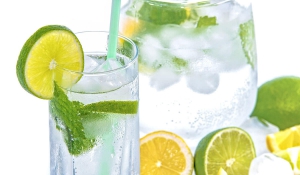 Mineral Water Lime Ice Mint Glass
